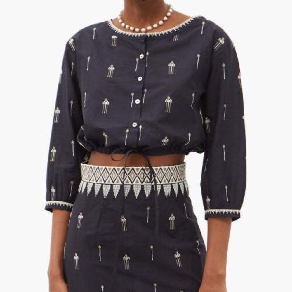 EMPORIO SIRENUSE Embroidered Crop Top